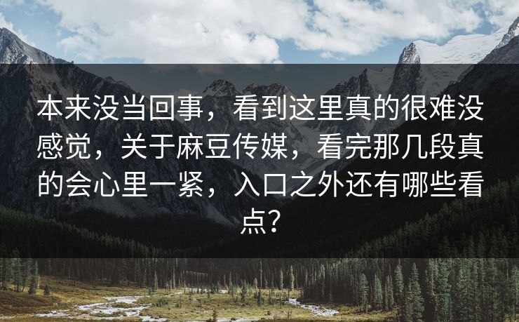 本来没当回事,看到这里真的很难没感觉,关于麻豆传媒,看完那几段真的会心里一紧,入口之外还有哪些看点? 第1张 本来没当回事,看到这里真的很难没感觉,关于麻豆传媒,看完那几段真的会心里一紧,入口之外还有哪些看点? 第1张