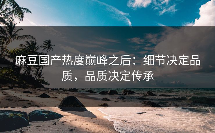 麻豆国产热度巅峰之后:细节决定品质,品质决定传承 第1张 麻豆国产热度巅峰之后:细节决定品质,品质决定传承 第1张
