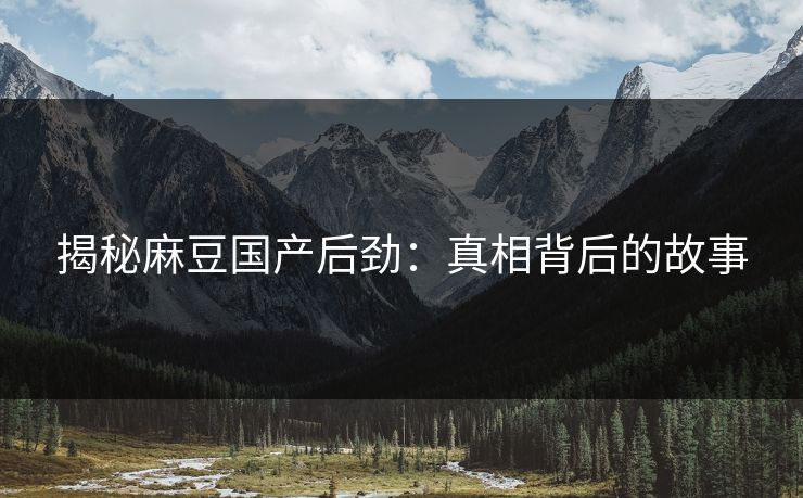 揭秘麻豆国产后劲:真相背后的故事 第1张 揭秘麻豆国产后劲:真相背后的故事 第1张
