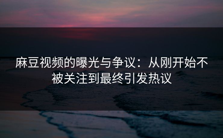 麻豆视频的曝光与争议：从刚开始不被关注到最终引发热议  第1张